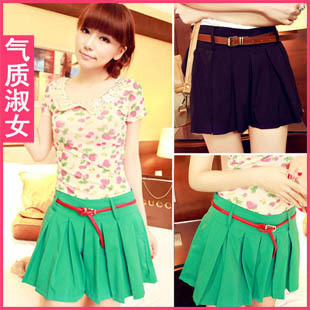 Free shipping Medium-large women's 2012 vintage high waist ruffle all-match culottes k582 summer