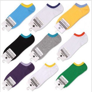 Free Shipping men's Candy Colors 100% Cotton Fashion Low Cut Ankle Crew Slipper Socks