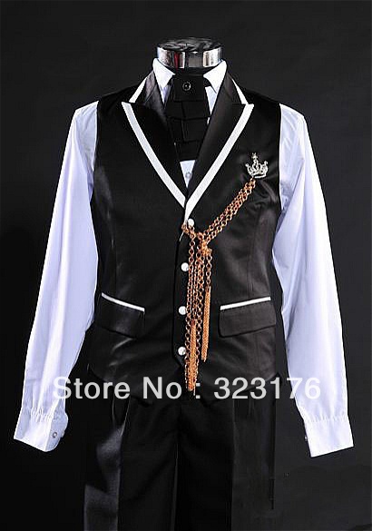 Free shipping Men's complete designer Bridegroom suit / Groom wear / Groom Tuxedos ( Vest+ trousers +shirt + bow + girdle ) N489