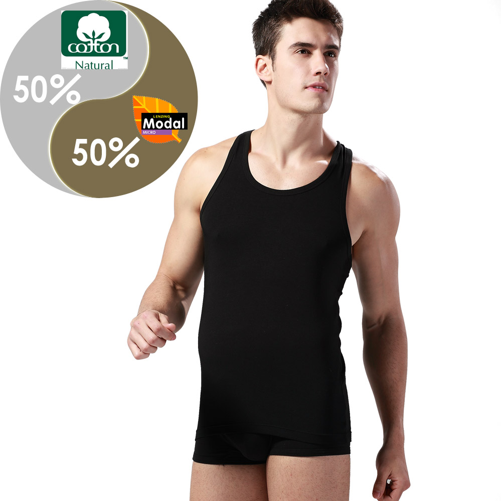 Free shipping Men's summer sports vest cotton modal O-neck sports basic shirt elastic slim t-shirt