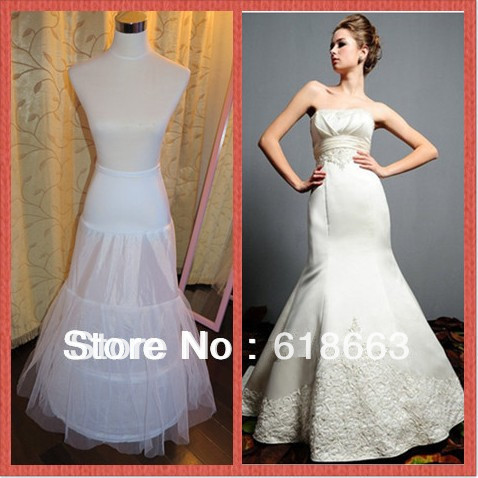 Free Shipping Mermaid Wedding Dress Petticoat Bridal Petticoat 2 Hoops with 2 layer