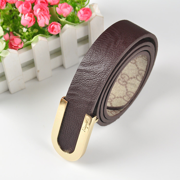 Free Shipping Metal Belt Men's and Women's Fashion Pu Leather Belts Color dark brown 6001/