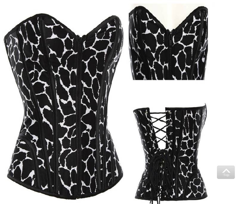 Free shipping!! Metal Boning leopard Corset White Sexy Lingerie wholesale retail 8177