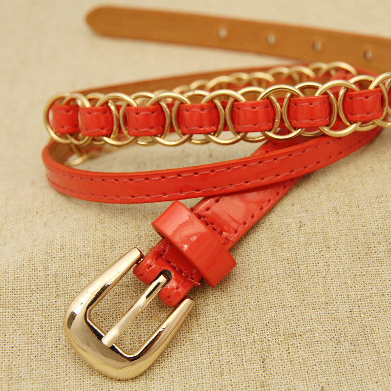 Free Shipping Meters both sides of the exquisite japanned leather belt all-match strap Women 13