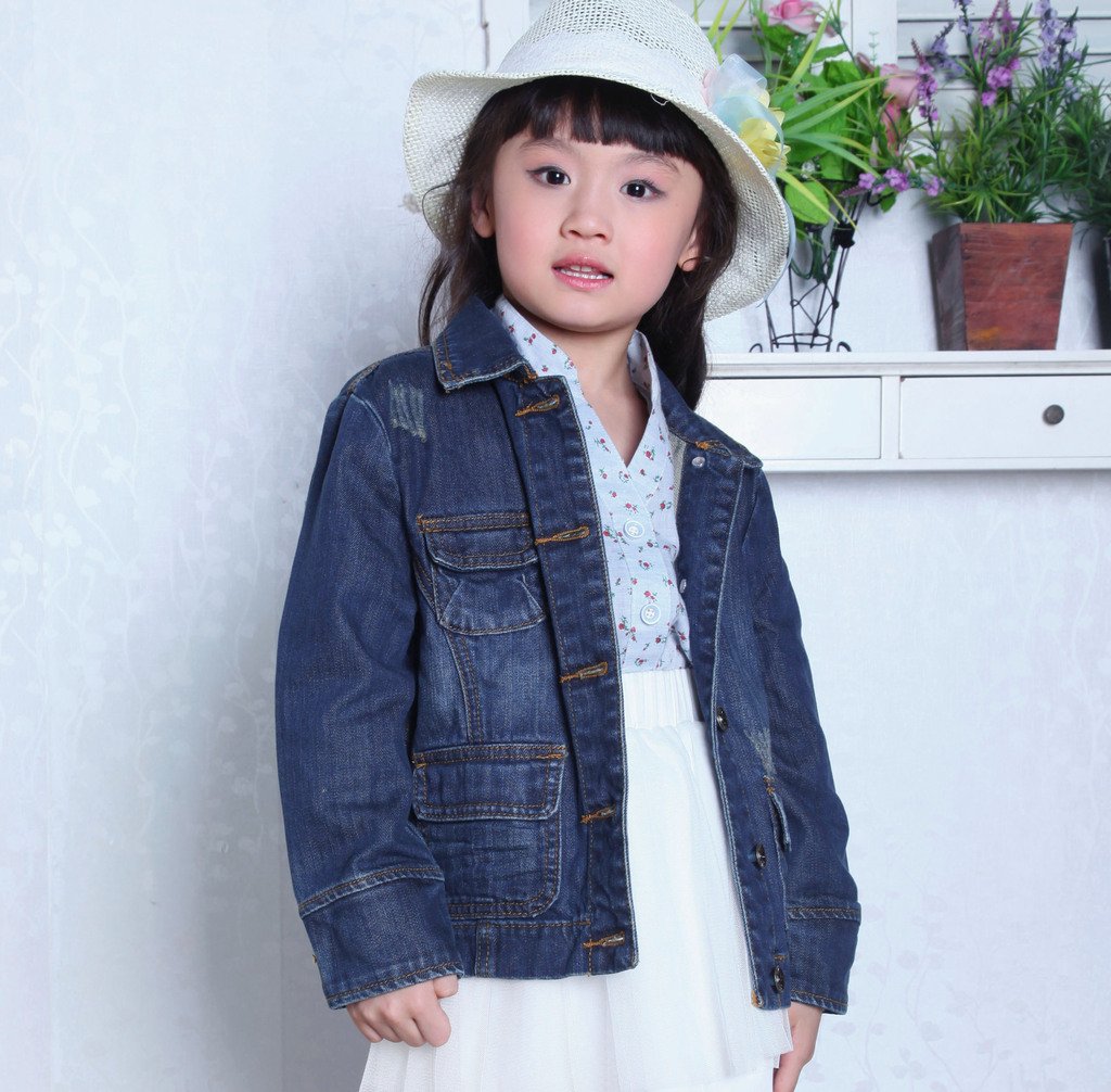 free shipping Meters children's clothing spring and autumn 2012 child denim top female child denim outerwear m-11701