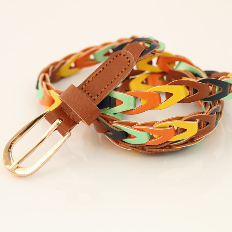 Free Shipping Meters leather knitted quality alloy women's belt all-match 3