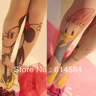 Free shipping MICKEY mickey MINNIE donald duck stockings patchwork socks/tights,women's panty-hose,3pairs/lot,F-T02