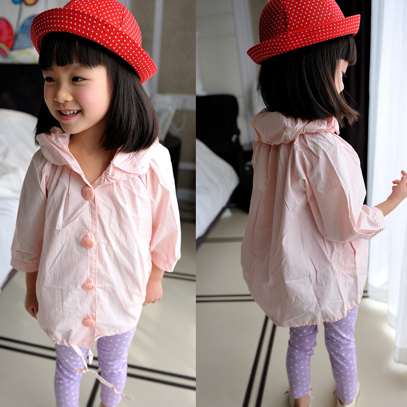 free shipping Mika 2013 new three quarter sleeve cotton cute child 100% trench outerwear wtx006
