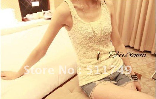 Free Shipping (Min $15,Mix Order)Fashion Good Match Pure Color Lace Elastic Women Camisole