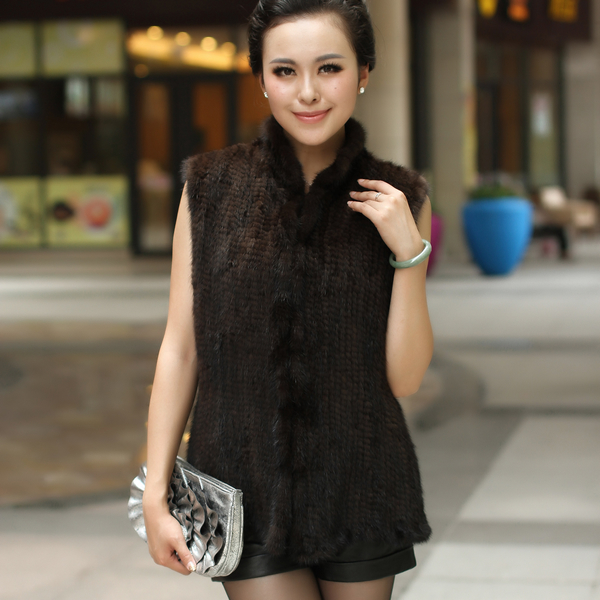 Free Shipping Mink Fur Vest Mink Sweater Super Fashion Vest Mink Fur Coat Beautifyl Lady 260g Sleevless