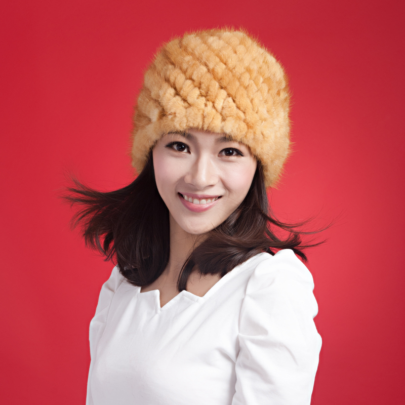 free shipping Mink hair fashion handmade pineapple knitted fur hat thermal mink hat female winter