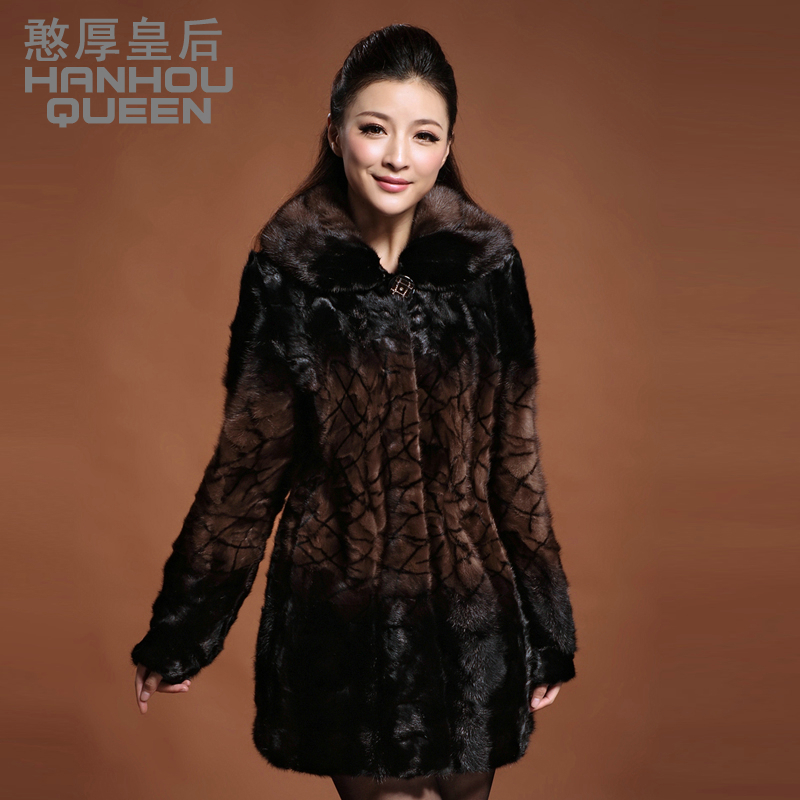 free shipping  mink medium-long fur overcoat fight mink fur coat