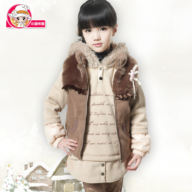 Free shipping MINNIE children's clothing female child women's winter thickening outerwear vest sweatshirt autumn set