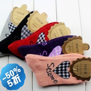 Free shipping mix 5color thick Warm wool and Rabbit hair women socks,Love shape winter socks For Christmas Gift 5pair/lot