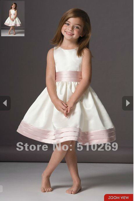 Free Shipping Mix Color Spaghetti Straps High Quality  Satin Sleeveless Flower Girl  Dresses