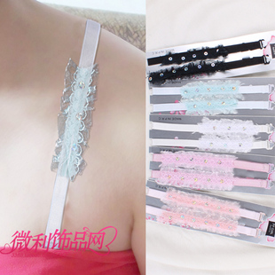 Free shipping (mix order >10$ ) K148 gentlewomen butterfly lace paillette flower double-shoulder shoulder strap 33 1cm