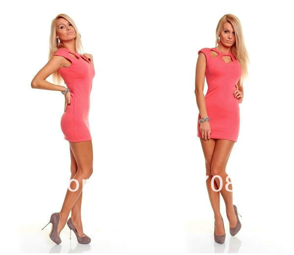 Free Shipping ML17644 Pink Seductive Zipper Fashion Adult Clubwear Sexy Fancy party piece dress
