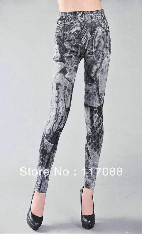 Free Shipping ML7517 fshion occident sexy Skinny stretchy Jean Look legging pant Sexy high waisted leather leggings