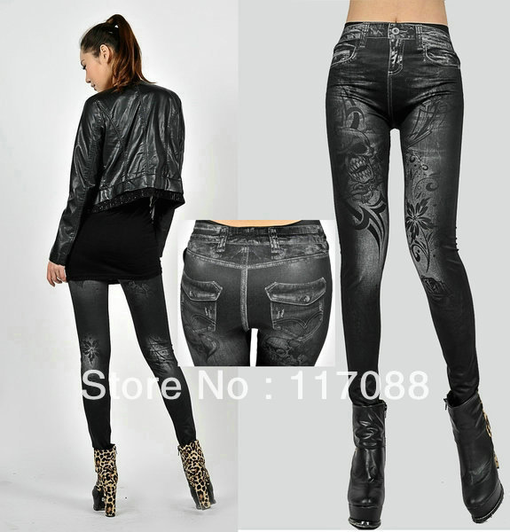 Free Shipping ML7542 Two Color Black/Blue New Arrival Legging Sexy high waisted leather leggings