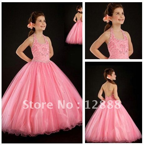 Free Shipping Modest Custom Made Party Dress For Children 2012