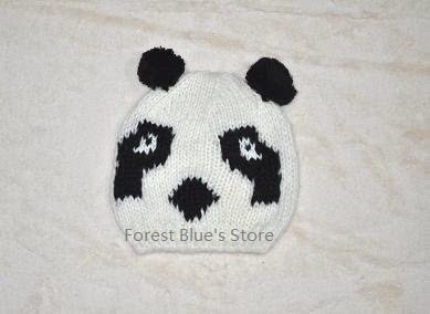 Free Shipping Mohair Knitted Wool Animal Hats,100% Wool and Manual(Panda Shape)