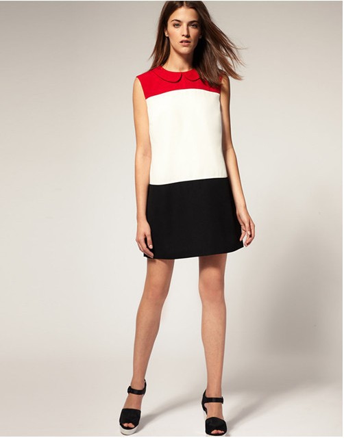 Free shipping! MOQ: 1 piece, New womens sleeveless patchwork turn-down collar slim summer dress WD005 wholesale and retail