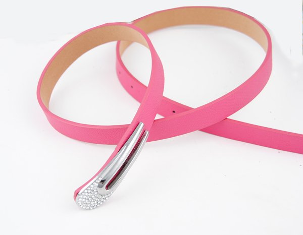 free shipping, more colors pu leather skinny belt,lady pu leather belt with rhinestone buckle