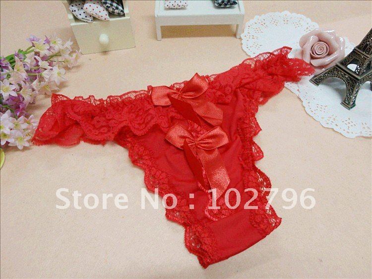 Free shipping,Ms. sexy butterfly knot fun underwear hip thong underwear female lace y27 for lady / women