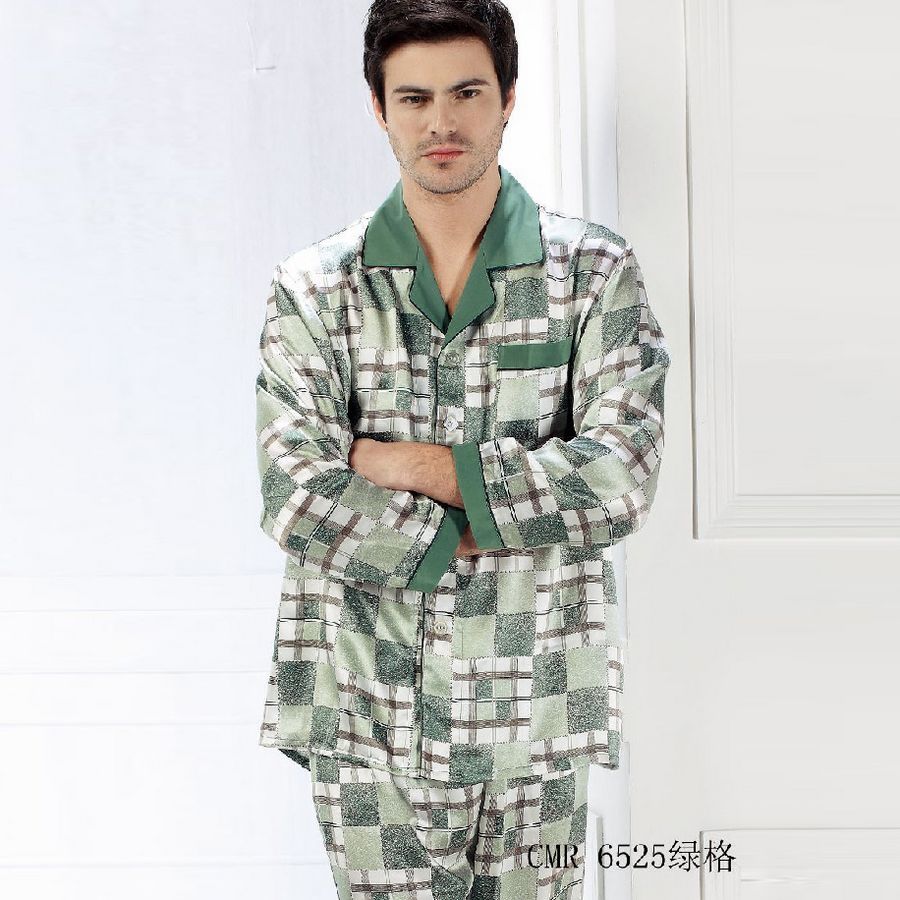 free shipping Mulberry silk heavy silk sleepwear male long sleeve length pants set xxxl 2 6525