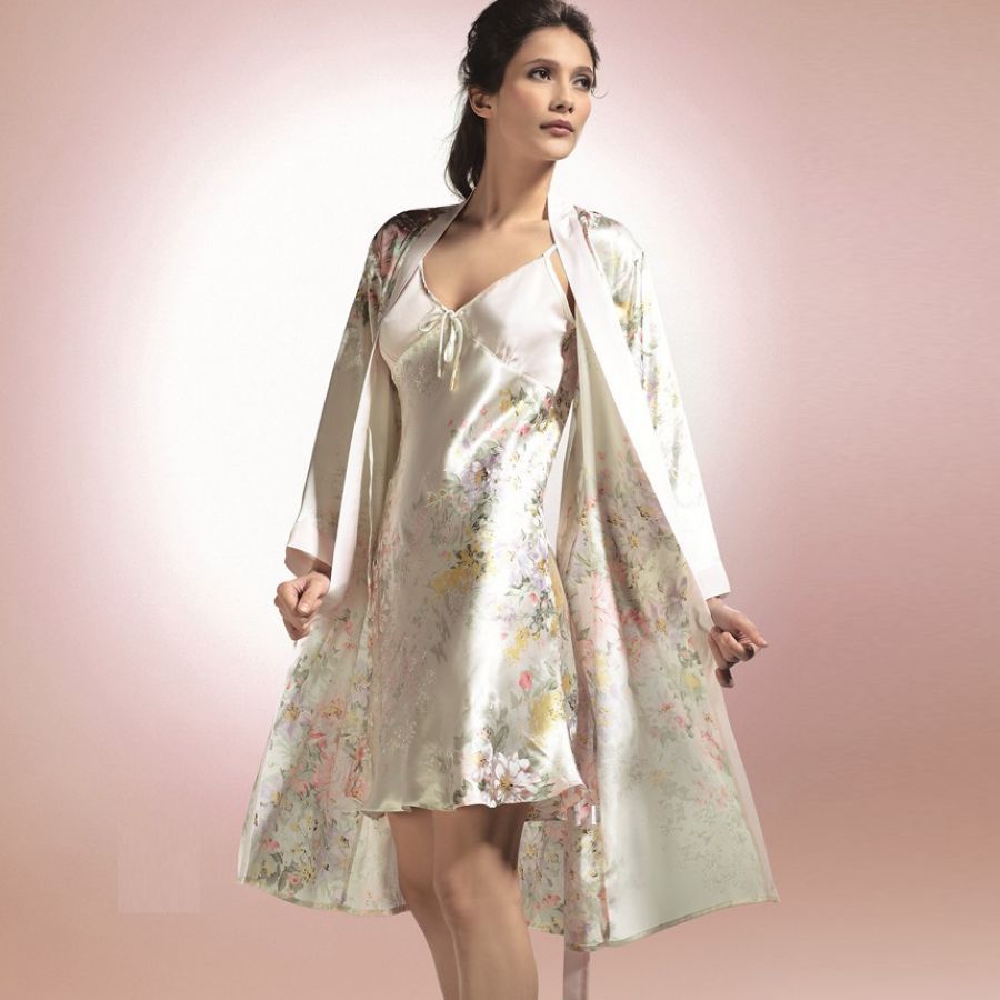 free shipping Mulberry silk sleepwear lounge robe spaghetti strap female twinset 001 - 1 pink lily