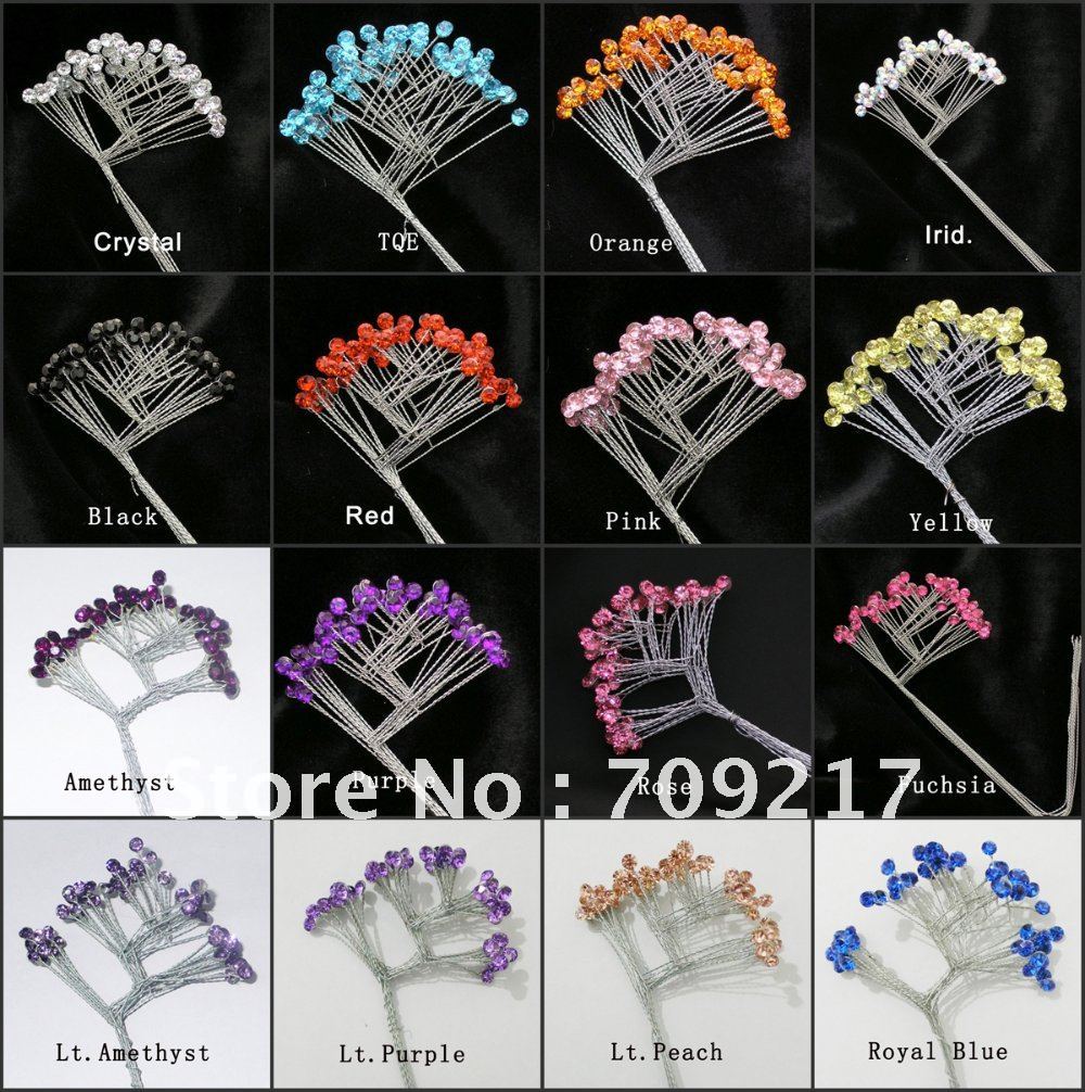 Free Shipping Multi Colors Rhinestone Sprays 36packs/Lot Wedding Bouquet Corsage Floral Accessories