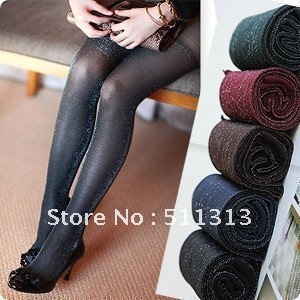 FREE SHIPPING multicolor silver candy colors glitter pantyhose