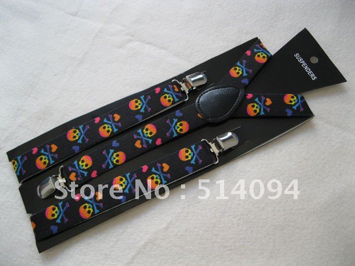 Free shipping multicolour skeleton head strap 2.5cm elastic strap Kito suspender Can be wholesale