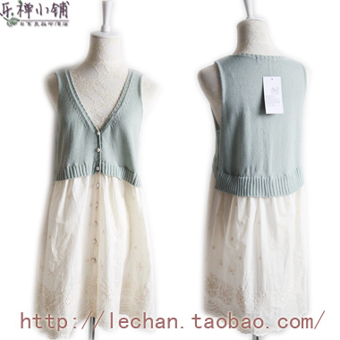 Free shipping Music knitted embroidery lace long design woven vest skirt b143 3