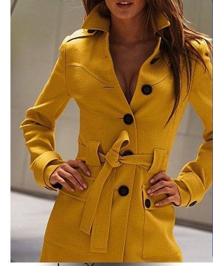 Free shipping Mustard yellow after the fashion brief cashmere overcoat wool coat woolen  cashmere coats trench coat for women