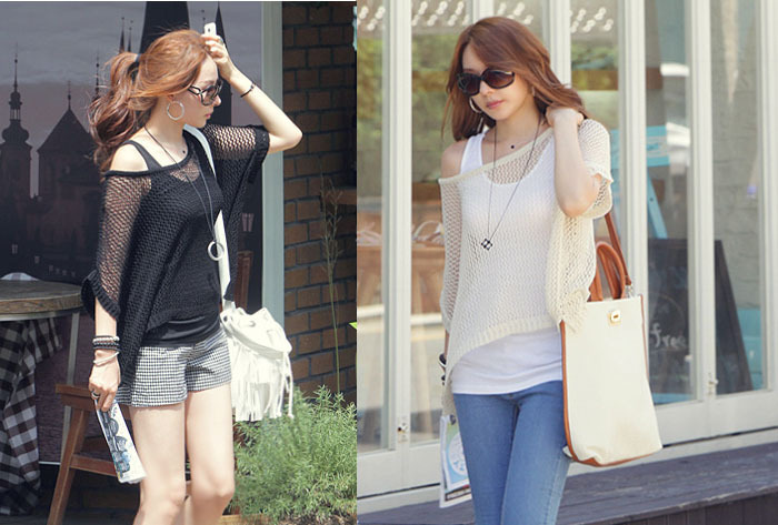 Free Shipping MY 3505 is loose all-match cutout knitted sweater shirt
