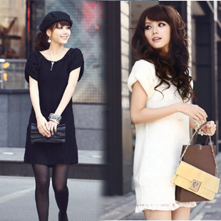 Free Shipping MY Is w3381 fashion o-neck princess sleeve sweater dress