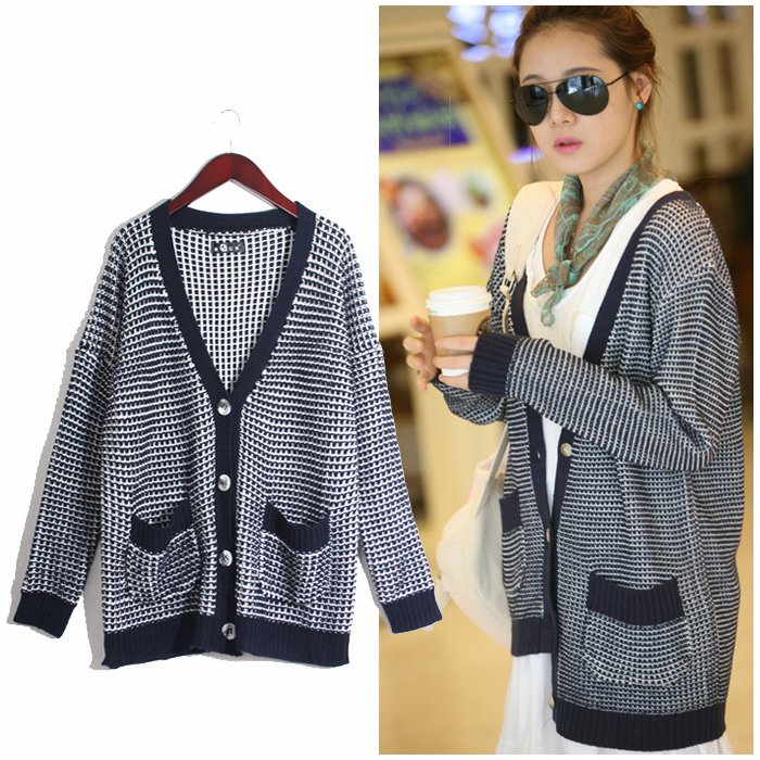 Free Shipping MY W2104 new arrival autumn winter women's loose polka dot thickening sweater outerwear