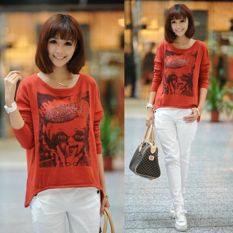 Free Shipping My333 2012 autumn fashionable casual backwa-rds and asymmetrical all-match wool sweater female SX