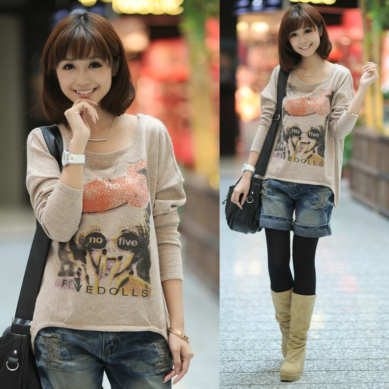 Free Shipping My333 2012 autumn fashionable casual backwa-rds and asymmetrical all-match wool sweater female SX