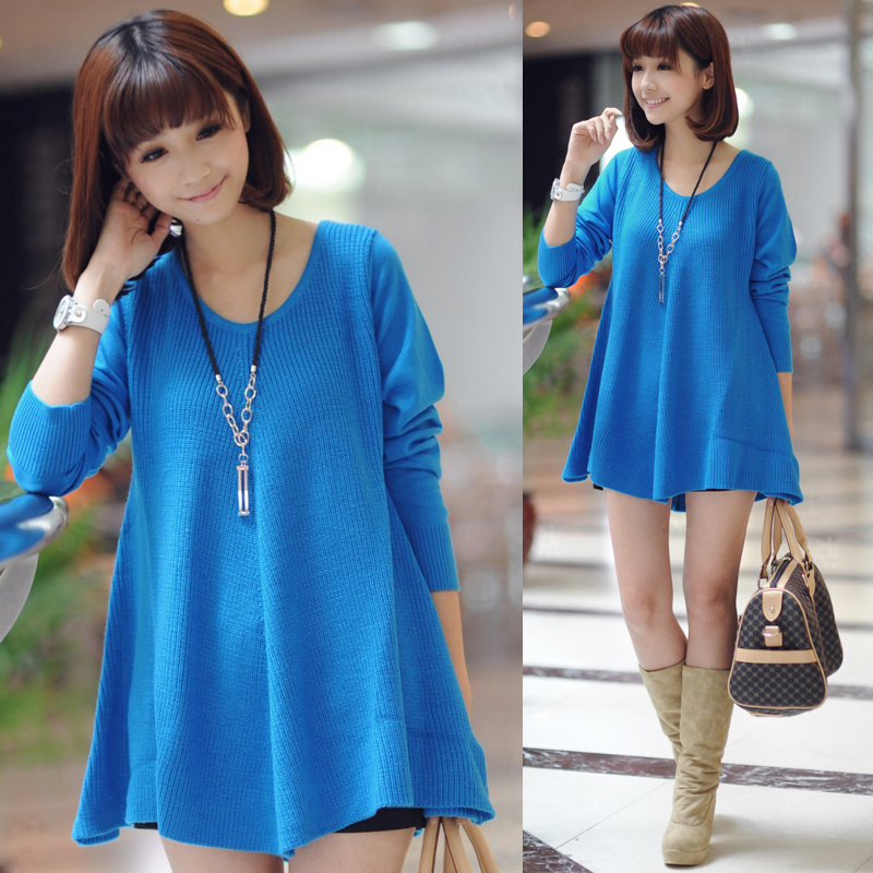 Free Shipping My358 2012 autumn new arrival medium-long loose candy long-sleeve sweater women's SX