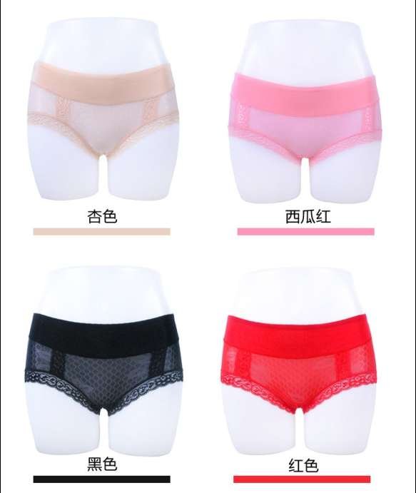 Free shipping, nano bamboo fiber underwear, sexy panties, lace transparent underwear, shorts # N2093