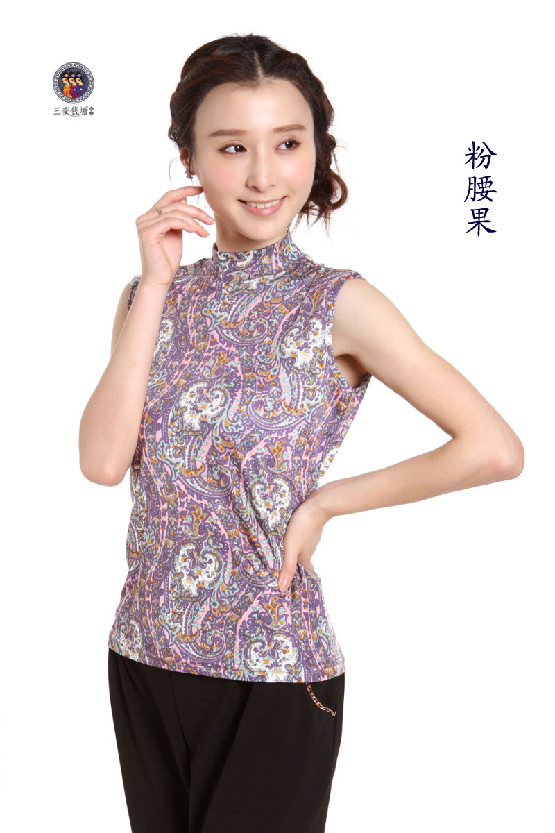 free shipping Natural silky fabric double faced silk knitted basic women's spring turtleneck sleeveless vest