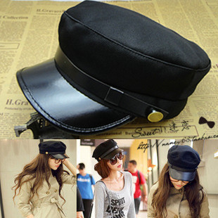 Free  shipping, Navy cap fur hat cap student hat flat hat female