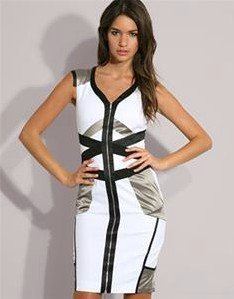 Free Shipping New 2012 Fashion Colorful and elegant fashion  k&m black/white Slim waist dress DH036 SIZE:US4-US12