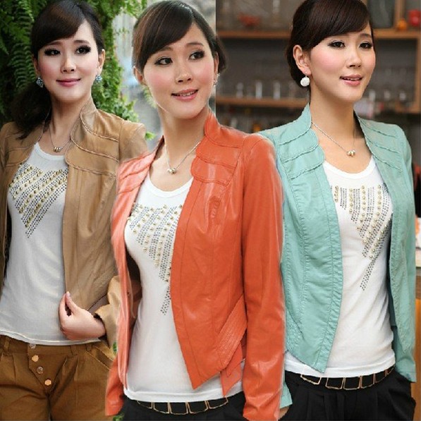 Free shipping !!! NEW 2012 Hot sale Women fashion High-grade PU Plus size Locomotive leather jacket coat / M-XXL