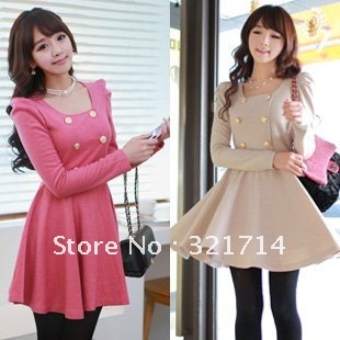 Free shipping! New 2013 autumn ladies' fashion long sleeve preppy style solid short dress! F6070