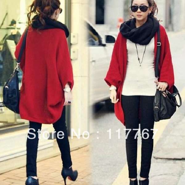 Free Shipping New 2013 Autumn Women's Knit cardigan wraps Top Knitwear,Ladies' Sweater Red ,Grey ,Black in Stock Hot Sale
