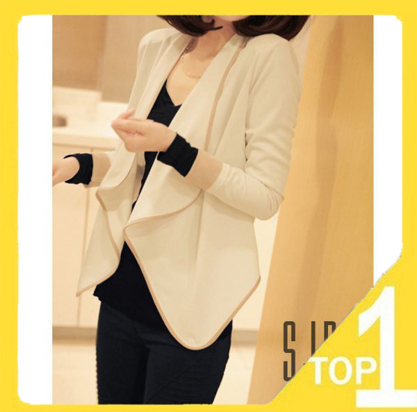 Free shipping New 2013 casual Women's shoulder pads short coat long sleeve loose contrast colour jacket(3.3)