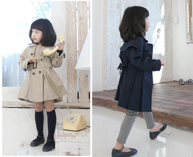 Free Shipping New 2013 Fashion kids baby girl long coat / girl jacket / kids dress coat /double-breasted outcoat